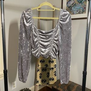 H&M silver velvet crop top